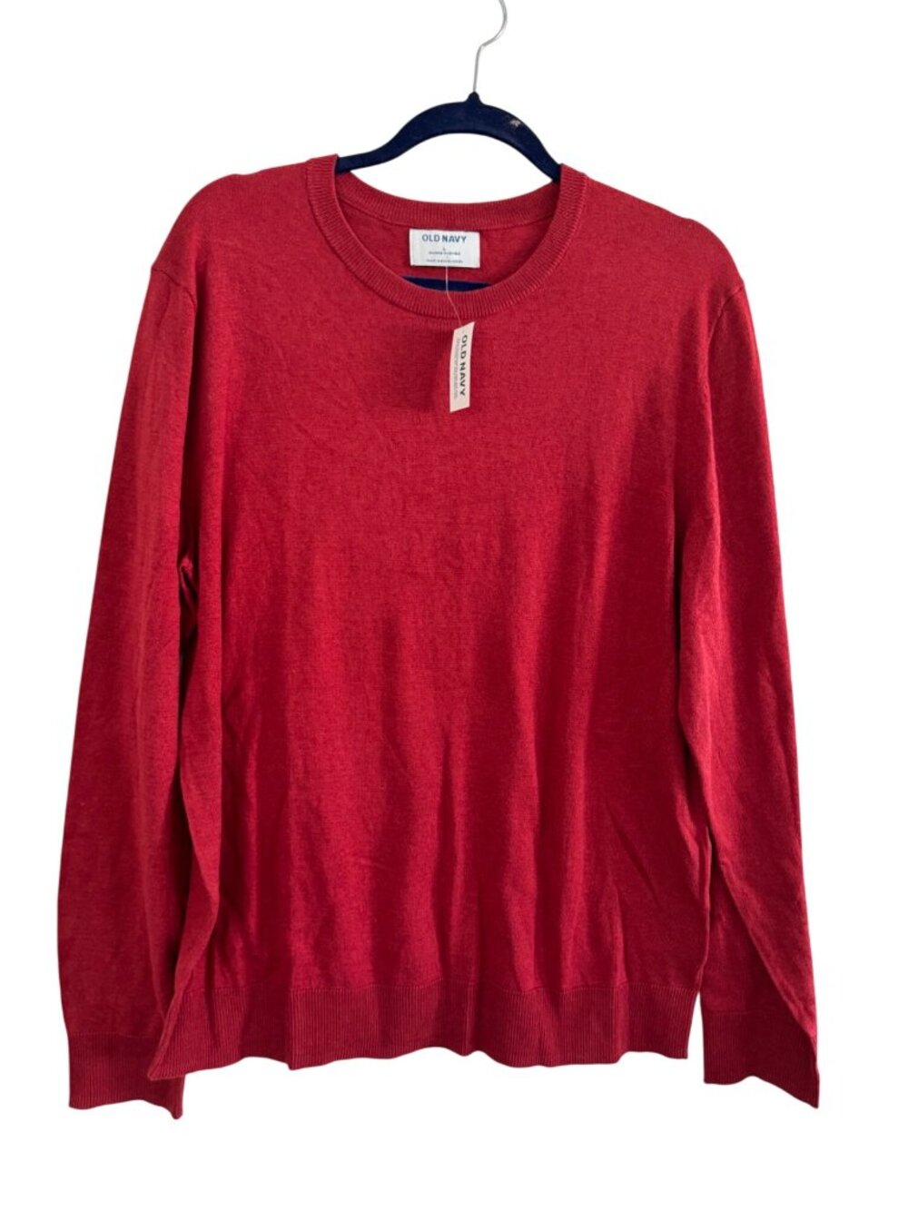 Old Navy Red Crewneck Sweater L 60% Cotton 40% Polyester Lightweight Mens Pullov
